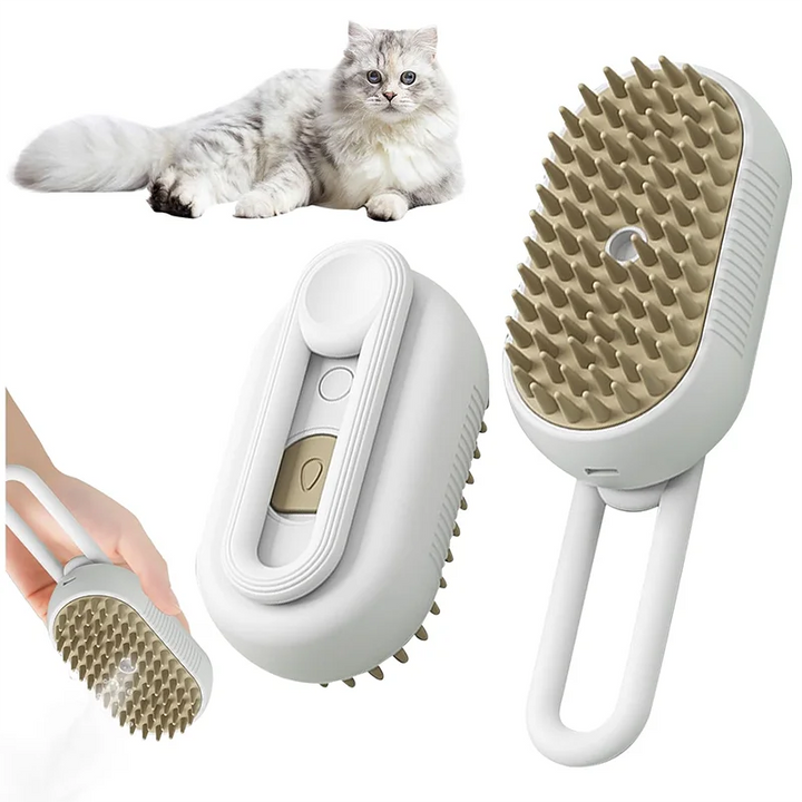 Revolucionária Escova a vapor 3-1 para cães e gatos Limpeza Eficiente, Banho Relaxante e Penteado Perfeito! Descubra a Inovação em Cuidados com Animais de Estimação com Nossa Escova de Limpeza a Vapor para Gatos e Cães