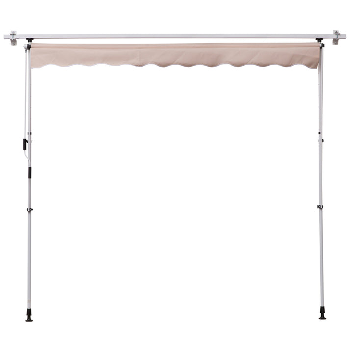 Toldo Manual Retrátil 200x150 cm com Manivela de Alumínio Ângulo Ajustável Proteção Solar para Varanda Jardim Pátio Bege