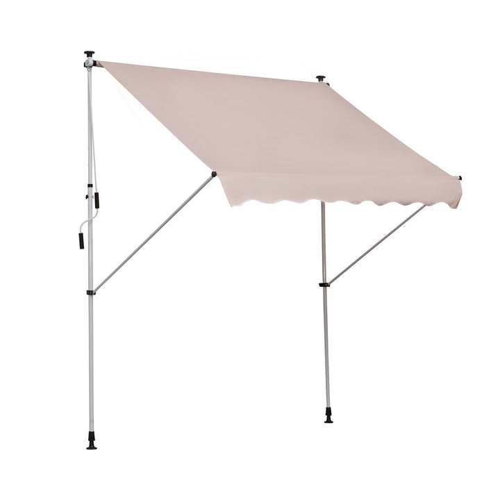 Toldo Manual Retrátil 200x150 cm com Manivela de Alumínio Ângulo Ajustável Proteção Solar para Varanda Jardim Pátio Bege