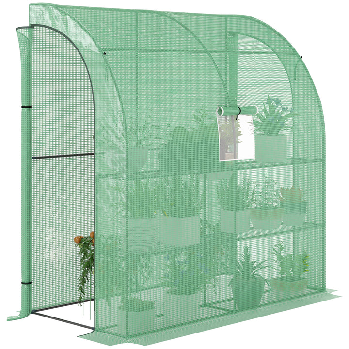 Estufa Pequena Estufa de Exterior com Janelas Prateleiras de 3 Níveis e Estrutura de Aço Estufa para Cultivo de Plantas Flores 200x100x215 cm Verde