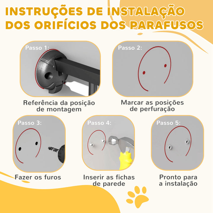 Barreira para Cães de Aço Barreira de Segurança para Animais de Estimação Dobrável de 3 Painéis Duplo Fechamento e Função de Bloqueio Auxiliar para Porta Escada 206x90 cm Branco