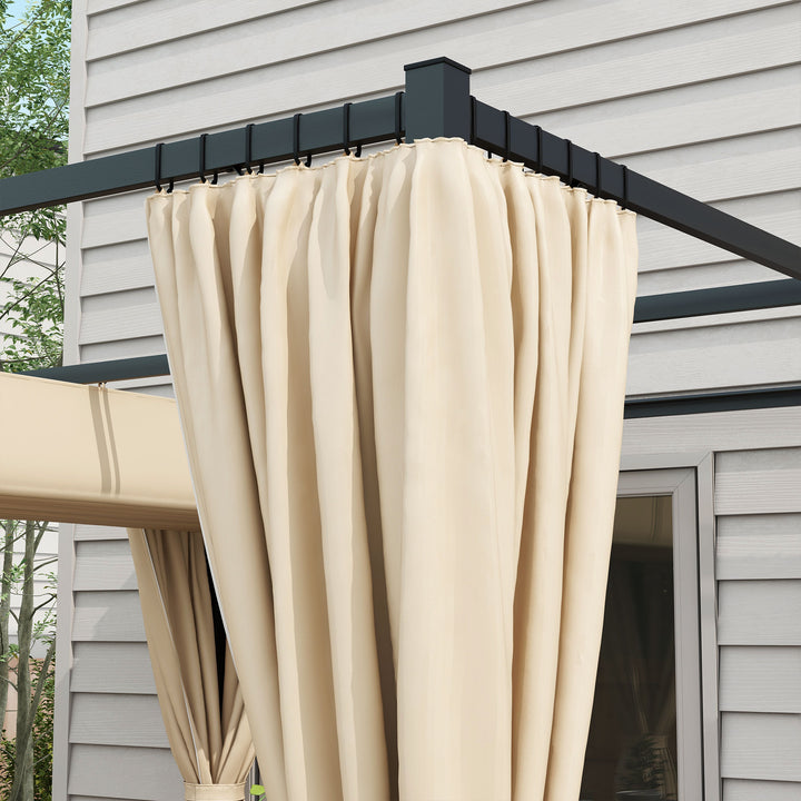 Pérgola de Jardim 3x3 m Pérgola para Exterior com Teto e Paredes Laterais Retráteis Estrutura Metálica Impermeável para Terraço Pátio Bege