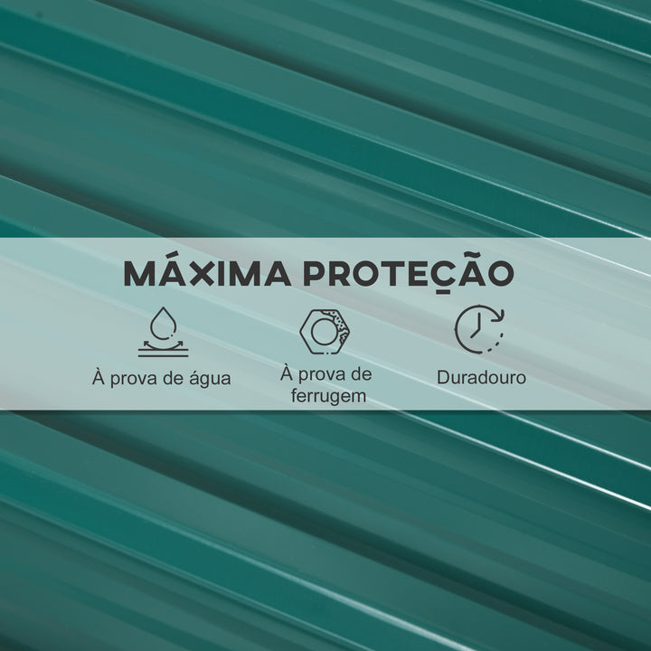 Conjunto de 12 Painéis para Teto de Aço Galvanizado Chapas Perfiladas de Teto 7m² para Abrigo de Ferramentas Abrigo Exterior 129x45cm Verde