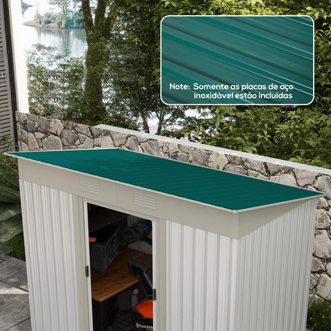 Conjunto de 12 Painéis para Teto de Aço Galvanizado Chapas Perfiladas de Teto 7m² para Abrigo de Ferramentas Abrigo Exterior 129x45cm Verde
