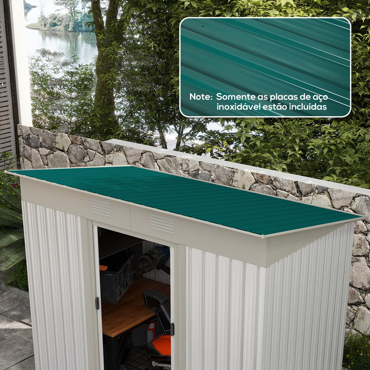 Conjunto de 12 Painéis para Teto de Aço Galvanizado Chapas Perfiladas de Teto 7m² para Abrigo de Ferramentas Abrigo Exterior 129x45cm Verde