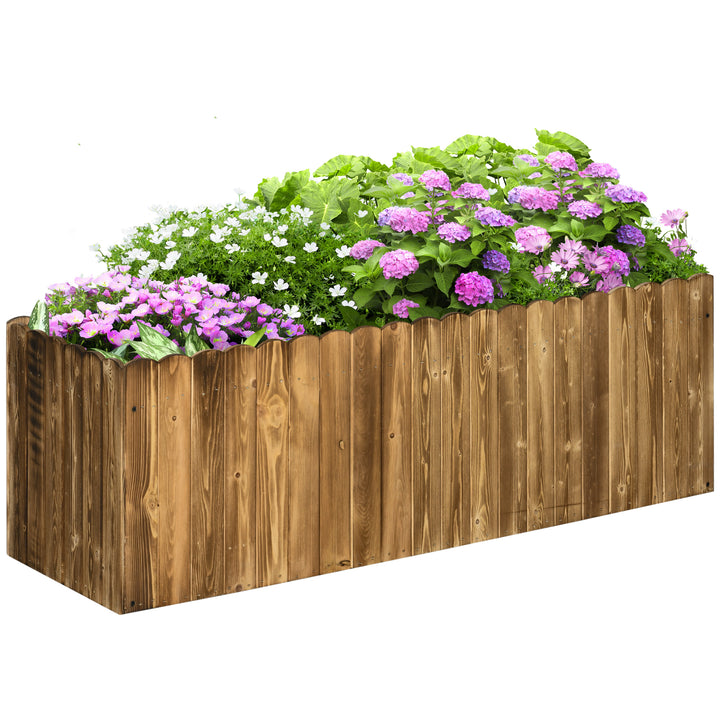 Floreira Exterior Grande de Madeira Floreira com Base Aberta para Cultivar Plantas Flores Ervas Floreira Exterior Retangular para Jardim e Terraço 120x40x40 cm Carbonizada