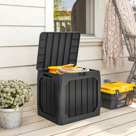 Baú de Exterior com Capacidade de 121L Baú de Armazenamento em Plástico com 2 Alças e Tampa Fechável Impermeável e Resistente às Intempéries para Jardim Terraço ou Pátio, 56x45x53 cm Preto