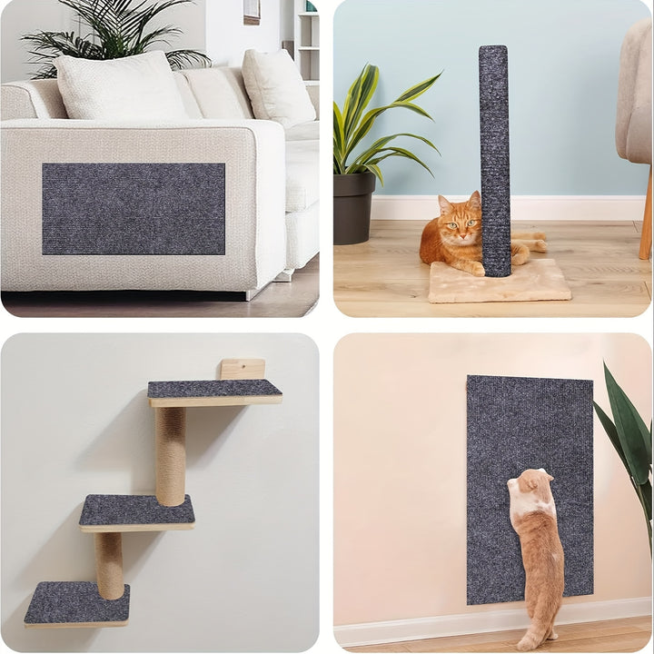 Furniture Protector for Cats That Can Be Trimmed, Featuring a Self-Adhesive Scratching Mat to Safeguard Couches, Doors, And Cat Tree Shelves from Claws (Grey, 78.7 X 15.8).