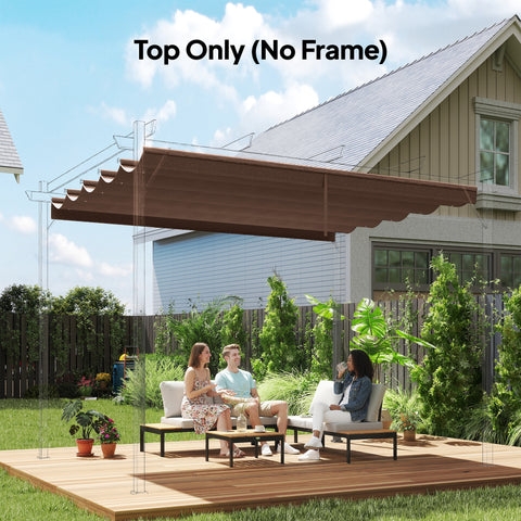 Cobertura para Pérgola 2,5x2,55cm Teto de Substituição Retrátil para Pérgola com 10 Orifícios de Drenagem Café