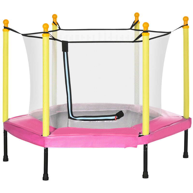 Trampolim para Crianças 95x85 cm com Rede de Segurança Trampolim Infantil para Crianças de 3-6 Anos para Interior Carga Máxima 50 kg 122x122x97 cm Rosa