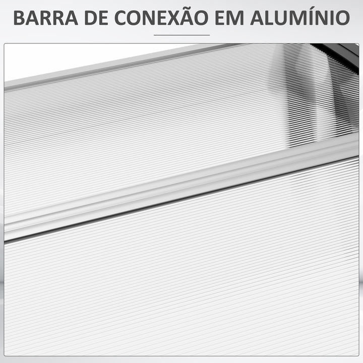 Marquise de Proteção 122x89 cm para Portas e Janelas Contra Sol e Chuva Telhado de Proteção com Desenho Moderno Transparente e Preto