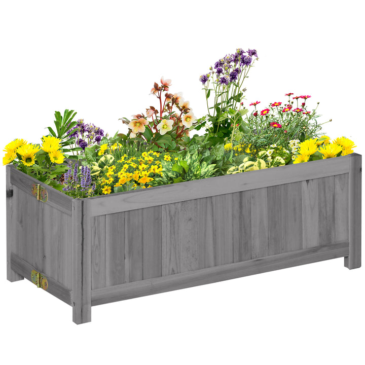 Floreira de Madeira Dobrável Floreira Elevada para Cultivo de Vegetais e Flores no Exterior Pátio Varanda Terraço 70x30x25 cm Cinzento