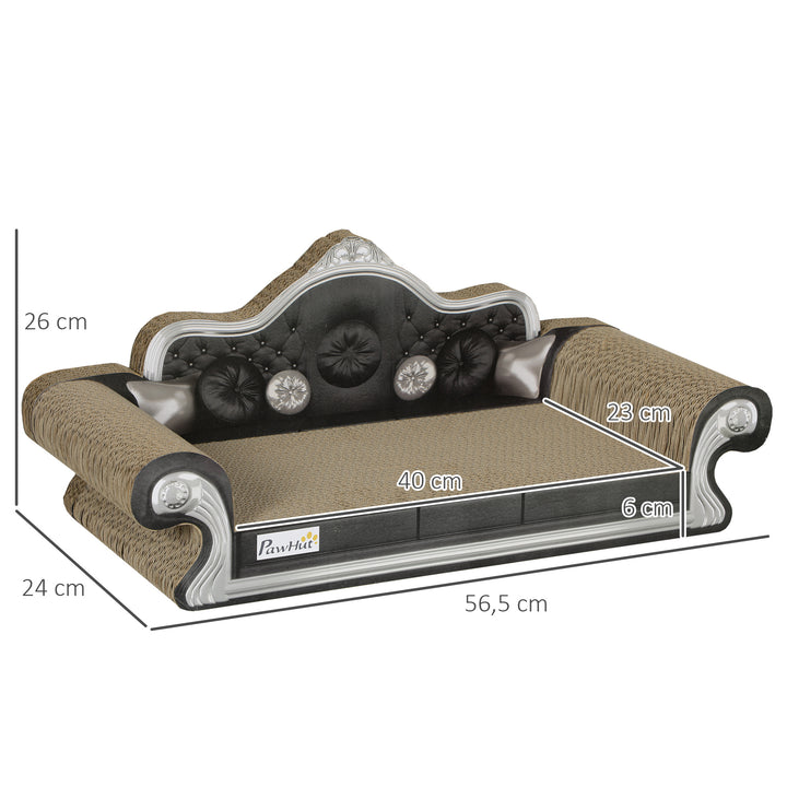 Sofá Arranhador para Gatos Arranhador para Gatos em Forma de Sofá com Erva para Gatos para Interior 56,5x24x26 cm Marrom