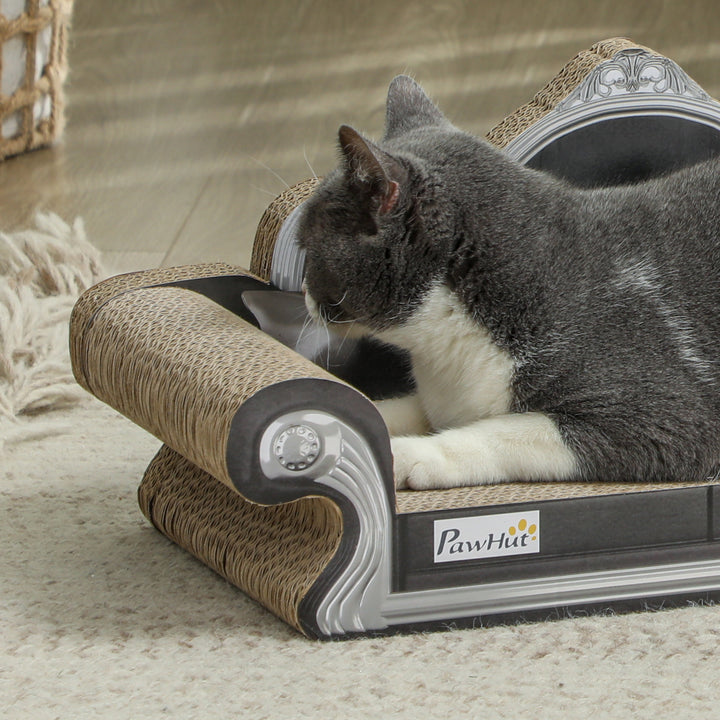 Sofá Arranhador para Gatos Arranhador para Gatos em Forma de Sofá com Erva para Gatos para Interior 56,5x24x26 cm Marrom