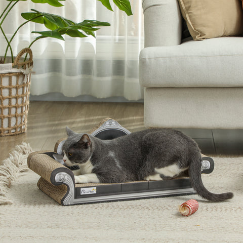 Sofá Arranhador para Gatos Arranhador para Gatos em Forma de Sofá com Erva para Gatos para Interior 56,5x24x26 cm Marrom