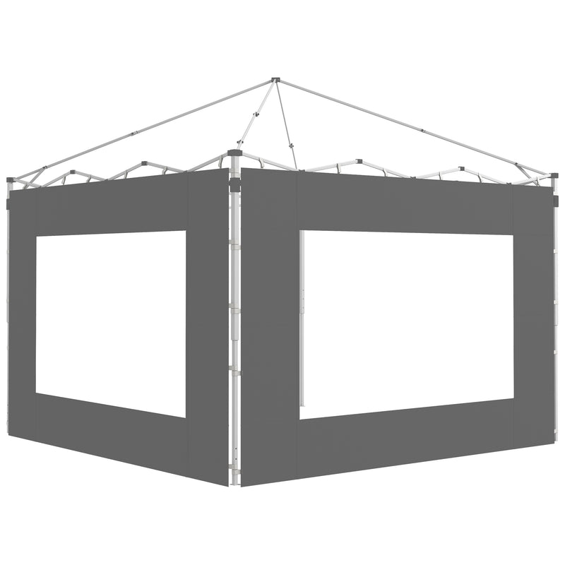 Paredes Laterais para Tenda de 2 Painéis 295x195 cm Paredes Laterais de Substituição em Tecido Oxford com Janela para Tendas de 6x3 m 3x3 m Cinza