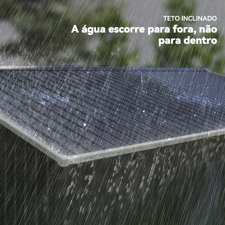 Abrigo de Jardim Exterior Abrigo e Jardim Metálico para Armazenamento de Ferramentas com Base Incluída e 4 Janelas 322x277x192cm Cinza Escuro