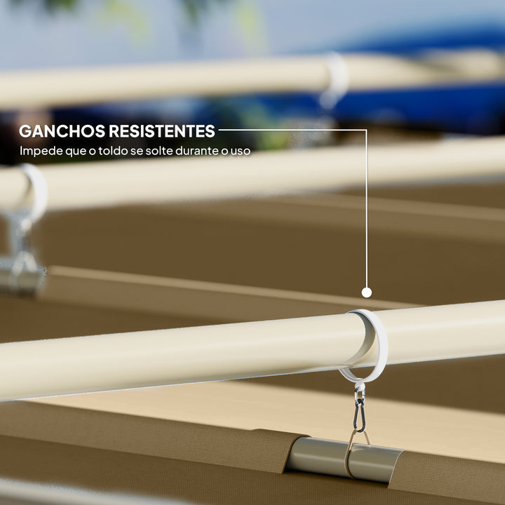 Pérgola com Telhado Retrátil Pérgola de 3x3 m Pérgola de Parede ou Independente com Fecho Magnético Proteção UV30+ Pérgola para Jardim Terraço Exterior Cáqui