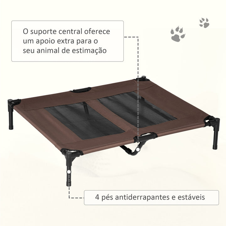 Cama Elevada para Cães Cama de Animais de Estimação com Malha Transpirável e Tecido Oxford para Exterior Interior Ar Livre Jardim Terraço 91,5x76,2x18cm Marrom