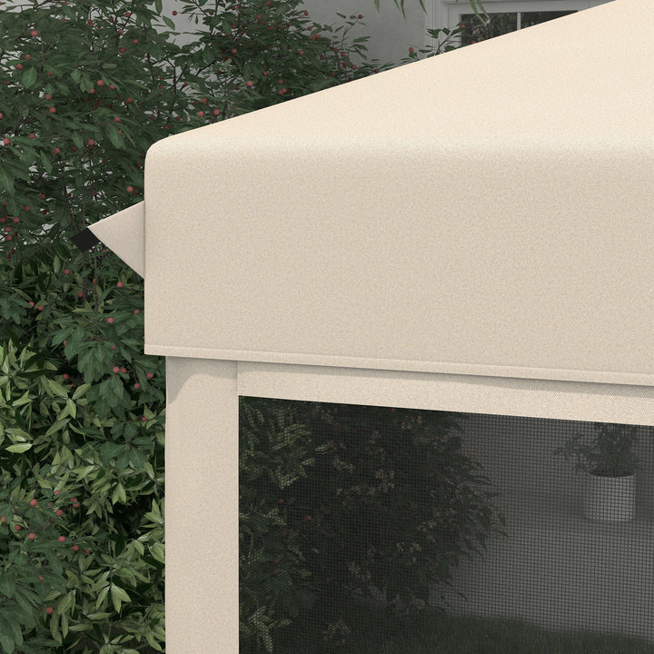 Tenda Dobrável 3x3 para Exterior Tenda Portátil de Jardim com Mosquiteiras Bolsa de Transporte Estrutura de Aço e Tecido Oxford Resistente para Festas Campismo Bege