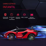 Carro Elétrico Lamborghini SIAN 12V para Crianças acima de 3 Anos com Controle Remoto Abertura da Porta Música MP3 USB e Faróis 108x62x40cm Vermelho