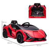 Carro Elétrico Lamborghini SIAN 12V para Crianças acima de 3 Anos com Controle Remoto Abertura da Porta Música MP3 USB e Faróis 108x62x40cm Vermelho