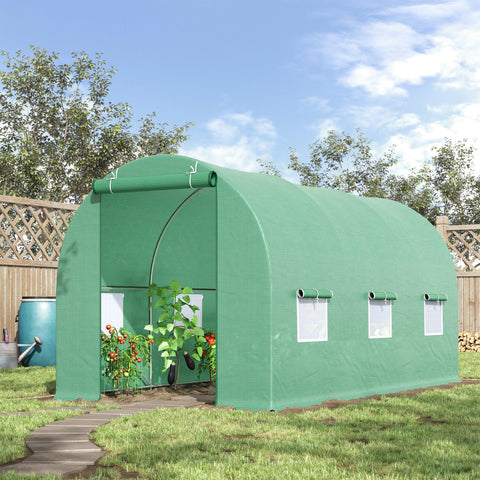 Estufa de Cultivo para Terraço ou Jardim – Cor verde – Tubo Aço e PE 140g/? - 450x200x200 cm