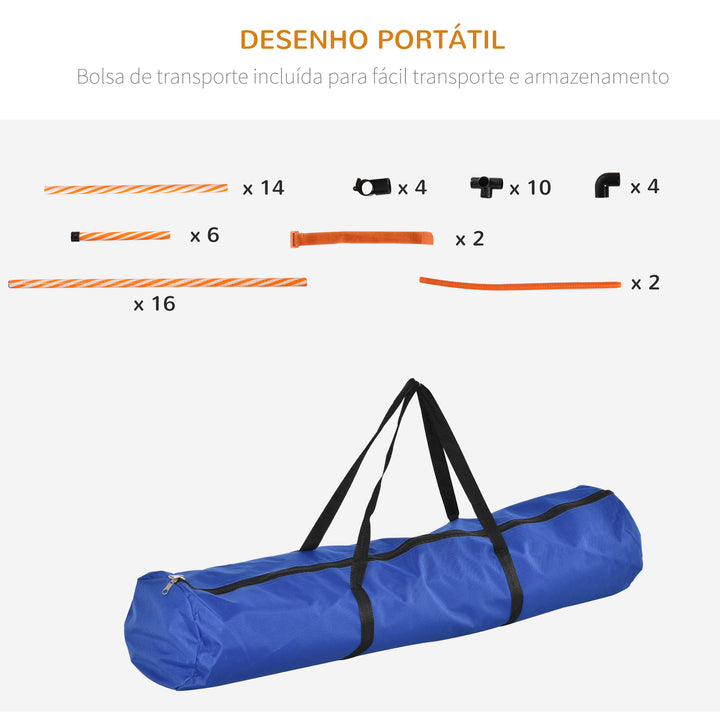 Conjunto de Treino de Agilidade para Cães de 4 Peças Kit Treino Agility para Cães com Slalom Área de Pausa Barreiras e Anel de Salto Laranja