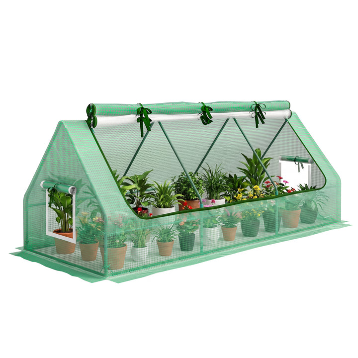 Estufa de Jardim Mini Estufa 240x90x90 cm com Janelas de Malha e Estrutura de Aço para Cultivar Verduras e Flores Verde