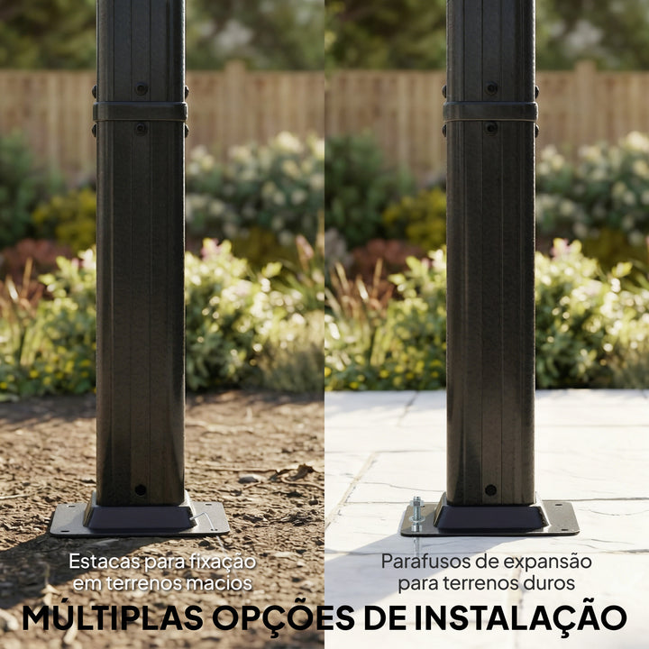 Pérgola de Jardim 4x3 m com Telhado Retrátil e Cortinas Automáticas Proteção UPF50+ Estrutura de Alumínio Drenagem Creme