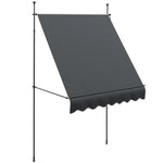 Toldo Manual Retrátil com Manivela 200x120x210-300 cm Toldo para Varanda com Altura Ajustável Impermeável e Anti-UV para Jardim Terraço Cinza Escuro