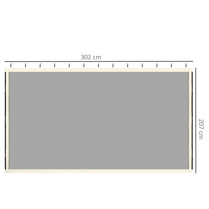 4 Painéis Laterais 302x207 cm para Tenda de Jardim Mosquiteira para Gazebo com Zíperes e Anéis Pretos
