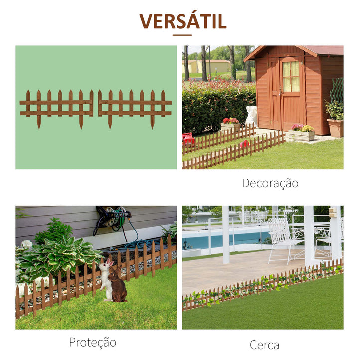 Cercas de Madeira para Jardim com 12 Painéis 50x34 cm Cercas Decorativas para Exterior com Pontas em Bico Resistentes e Fáceis de Instalar para Horta Pátio Terraço Madeira