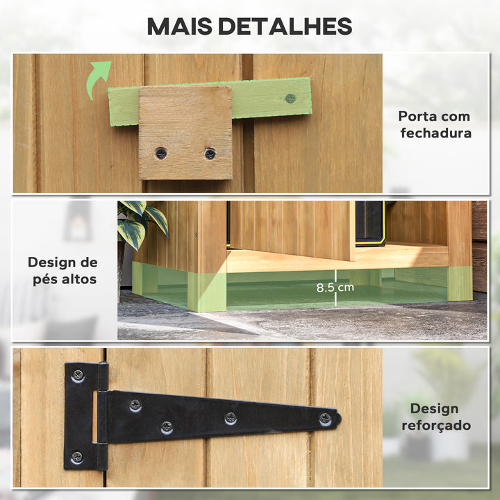 Armário Jardim de Madeira 77,5x54,2x179,5 cm 0,3 m² Abrigo de Exterior Armário para Arrumação de Ferramentas com 3 Prateleiras e 2 Portas com Fecho para Pátio Terraço Madeira