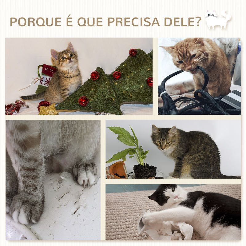 Conjunto de Prateleiras de Parede para Gatos de 4 Peças Arranhador de Parede para Gatos com 3 Postes de Sisal Rede e 1 Plataforma para Saltar de 3 Níveis Bege