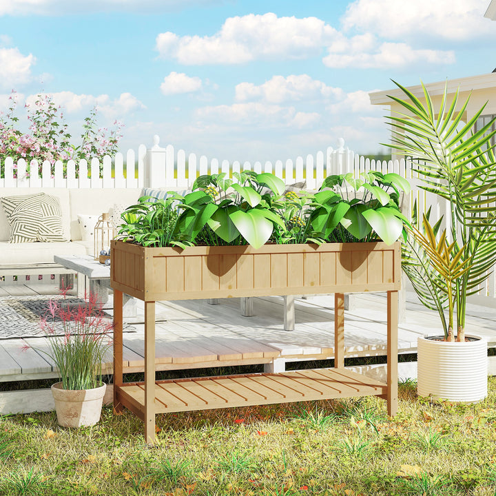 Floreira de Madeira Mesa de Cultivo com Prateleira Inferior Floreira Elevada para Cultivo Plantas, Flores e Hortaliças 110x46x76 cm Madeira