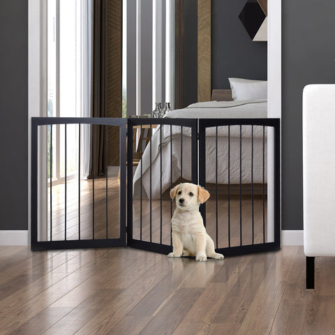 Barreira de Segurança Dobrável de 3 Painéis Portátil para Animais de Estimação 160x76 cm para Portas Escadas Corredores Castanho
