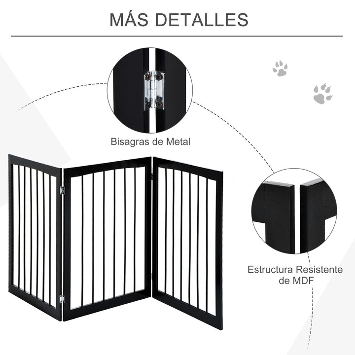 Barreira de Segurança Dobrável de 3 Painéis Portátil para Animais de Estimação 160x76 cm para Portas Escadas Corredores Castanho