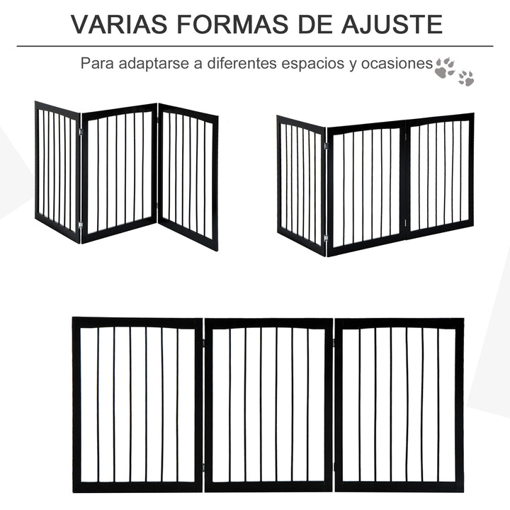 Barreira de Segurança Dobrável de 3 Painéis Portátil para Animais de Estimação 160x76 cm para Portas Escadas Corredores Castanho