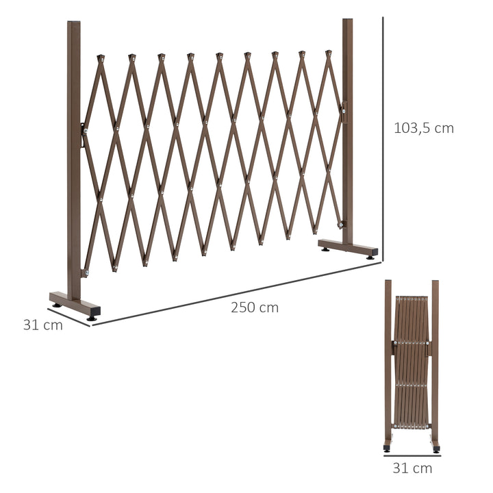 Cerca de Jardim em Liga de Alumínio Barreira de Exterior Extensível Cerca de Jardim Metálica para Decoração 250x31x103,5 cm Marrom