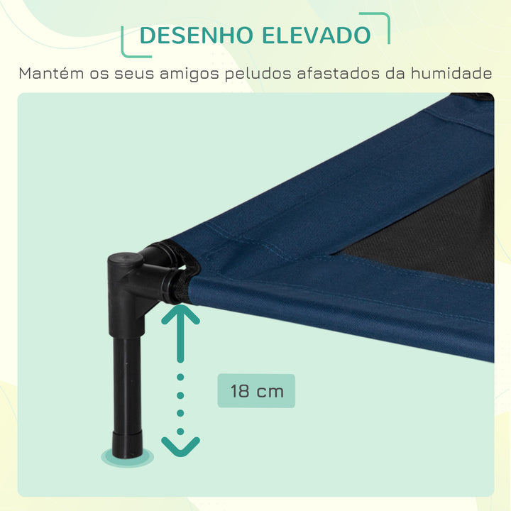 Cama para Animais de estimação tipo Cão ou Gato para Exterior Varanda e Jardim - Azul e Preto - 76 x 61 x 18 cm