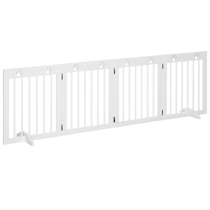 Barreira de Segurança Dobrável para Cães Grade de Proteção de 4 Painéis com Pés para Portas Escadas Corredor 204x30x61cm Branco