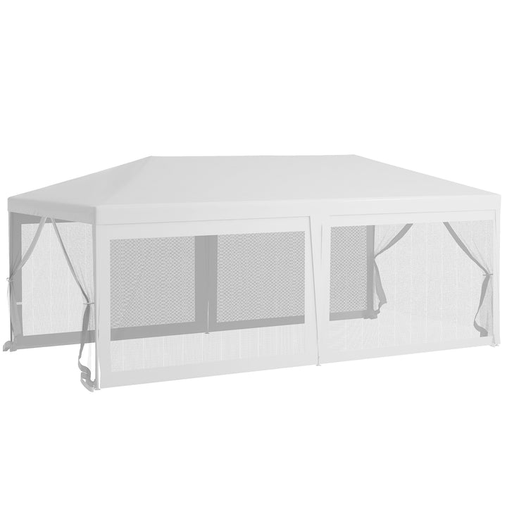 Tenda para Festas 6x3 m Tenda Desmontável Exterior com 6 Mosquiteiros Laterais 2 Portas com Fecho de Correr para Terraço Jardim Branco
