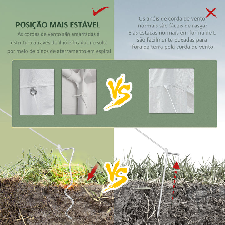 Tenda para Festas 6x3 m Tenda Desmontável Exterior com 6 Mosquiteiros Laterais 2 Portas com Fecho de Correr para Terraço Jardim Branco