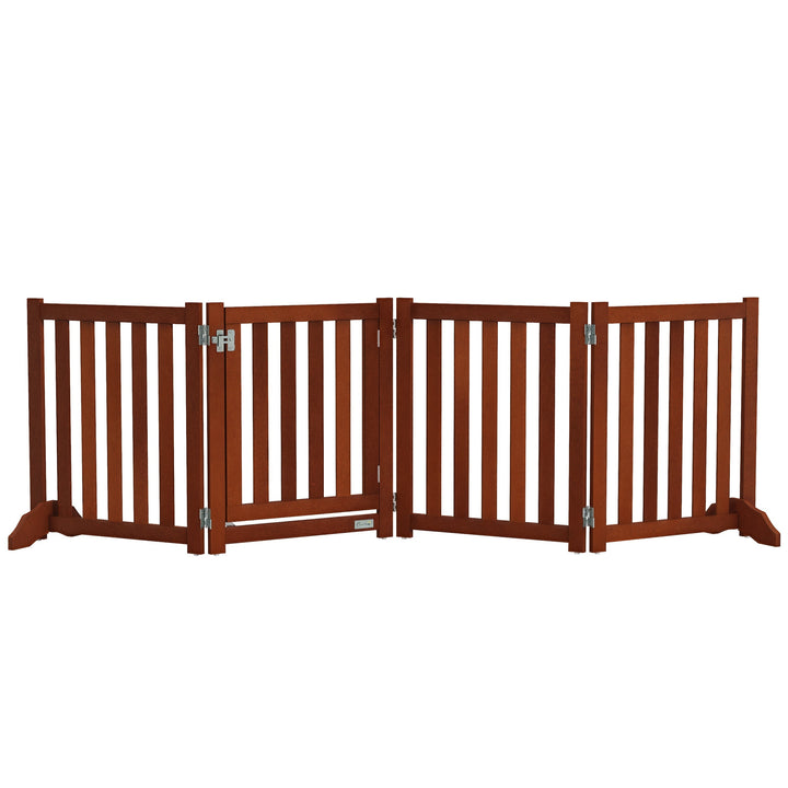 Barreira de Segurança para Cães Dobrável para Escadas e Portas Barreira para Cães Pequenos com 4 Painéis com Suporte de Pé para Interior 205x30x60 cm Madeira