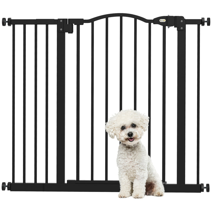 Barreira de Segurança para Cães Barreira com Largura Ajustável 74-94 cm Barreira para Cães com Extensão para Escadas e Portas Preto