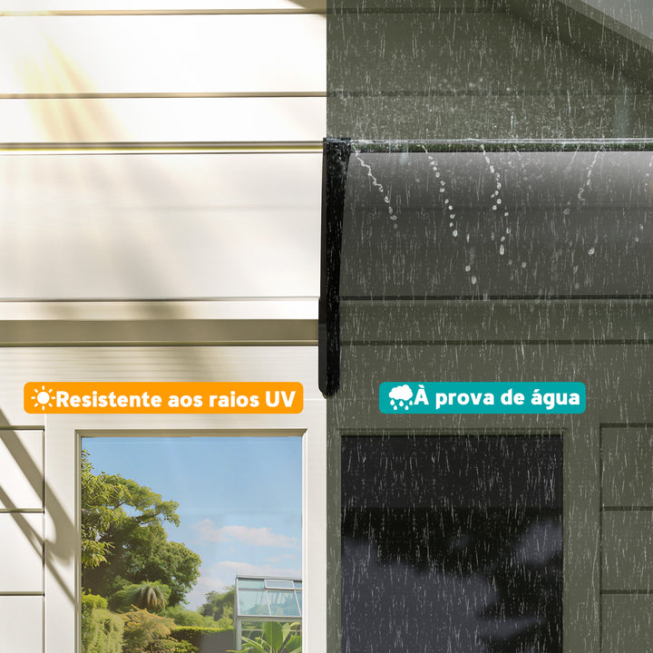 Marquise para Portas e Janelas 195x80cm Marquise com Proteção para Sol e Chuva com Painéis de Policarbonato Transparente