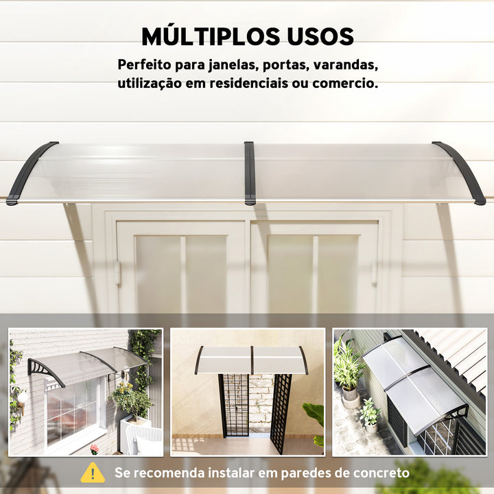 Marquise para Portas e Janelas 195x80cm Marquise com Proteção para Sol e Chuva com Painéis de Policarbonato Transparente