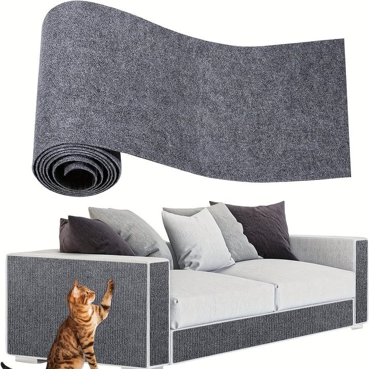 Furniture Protector for Cats That Can Be Trimmed, Featuring a Self-Adhesive Scratching Mat to Safeguard Couches, Doors, And Cat Tree Shelves from Claws (Grey, 78.7 X 15.8).