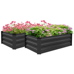 Conjunto de 2 Caixas de Plantio de Exterior em Aço Caixas de Cultivo Retangulares de Plantas e Flores para Pátio e Jardim 100x60x30 cm Cinza Escuro